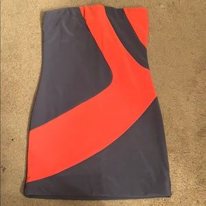 Gray and coral tube top dress